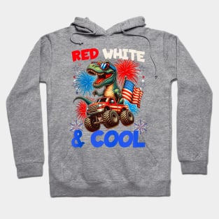 Red white and cool dinosaur for 4th of july Hoodie